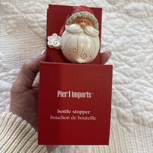 Pier 1 Imports Santa Clause Bottle Stopper‎ New Sealed Orig Box Christmas Gift